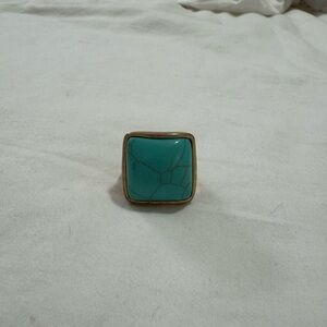 Square Turquoise Ring with gold band